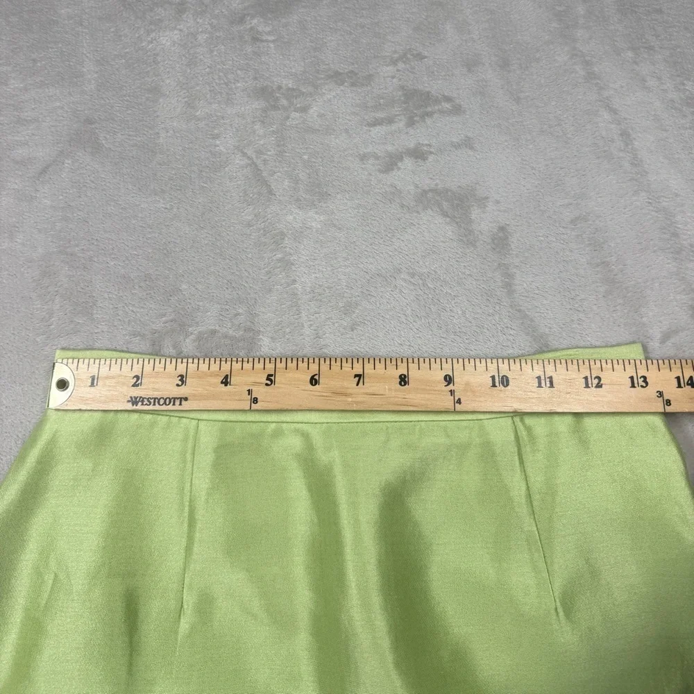 Rare Vintage Gemma Kahng New York Green Silk Cotton Blend Blazer Skirt Set 8